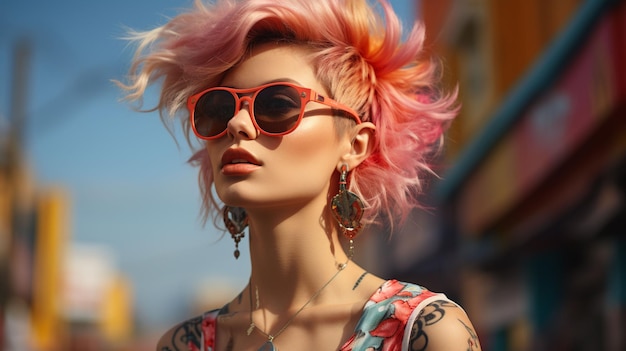 girl with funky pink hair style