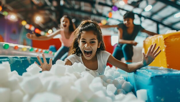 Photo a girl with her mouth open and her mouth open laughing and laughing