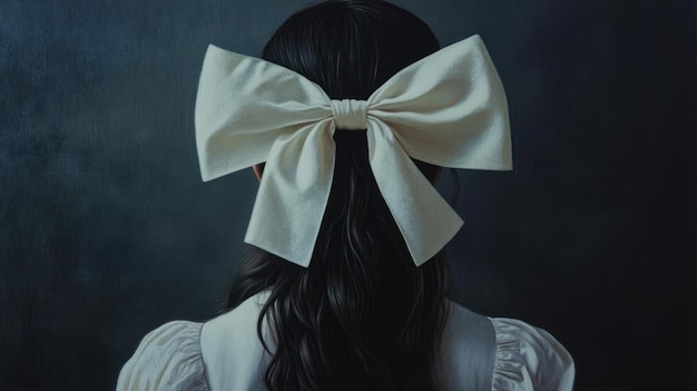 Photo a girl with a large white bow