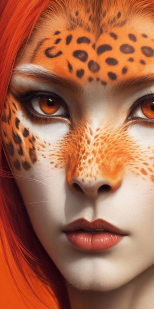 A girl with a leopard pattern on her face