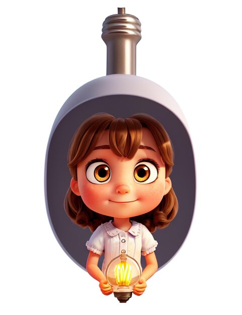 A girl with a light bulb full of bright ideas