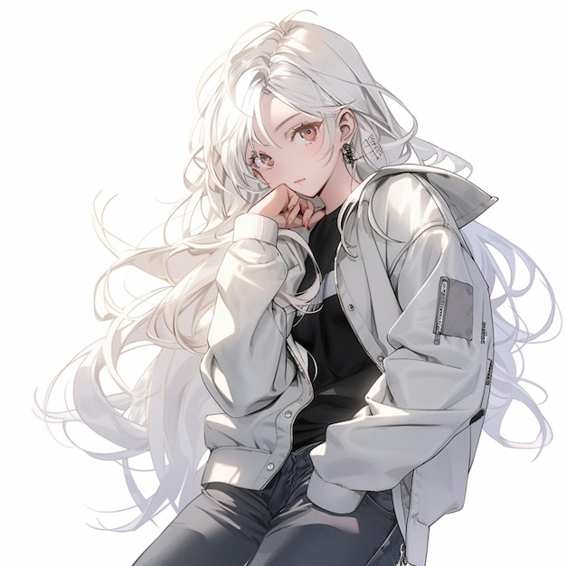 Girl with long white hair