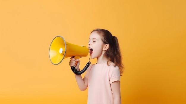 Girl with megaphone Illustration AI Generative