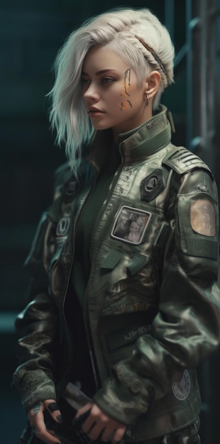 The girl with the name tom clancy on her jacket