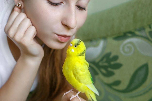 girl with a parrot