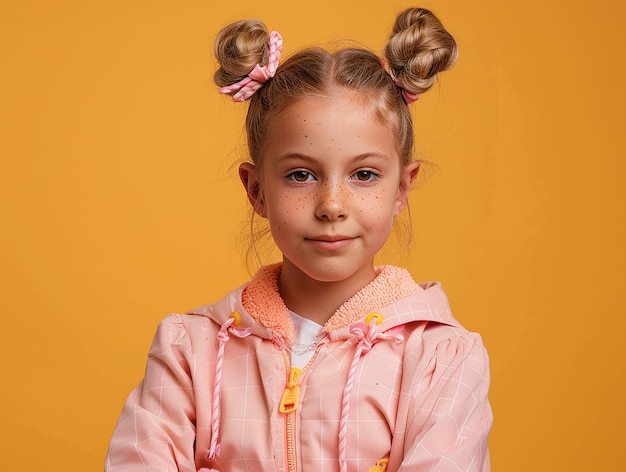 Photo a girl with a pink bow in her hair