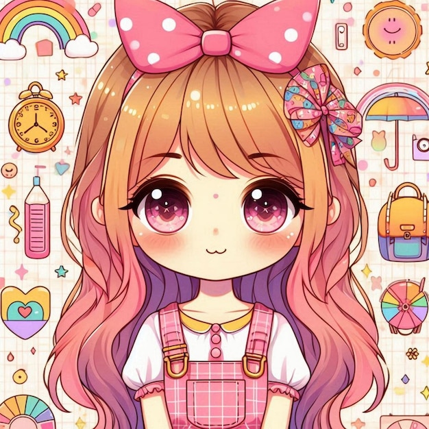 a girl with a pink bow and a picture of a girl with a pink bow on her hair