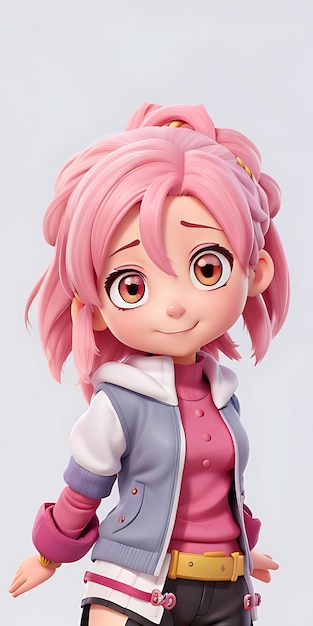 a girl with pink hair and a pink hair