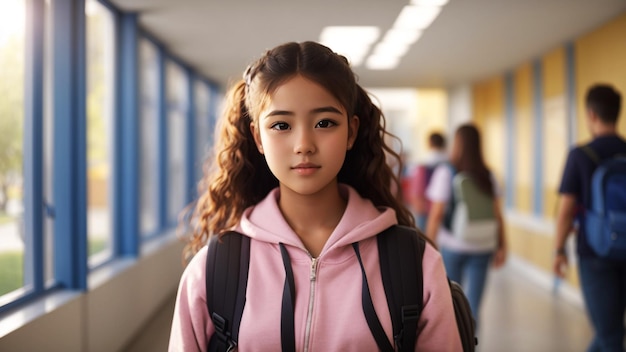 a girl with a pink jacket that says she is wearing a pink jacket