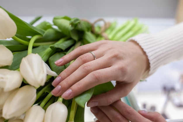 Girl with a ring in a jewelry store