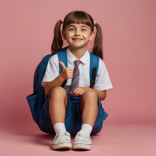 a girl with a shirt that says school on it