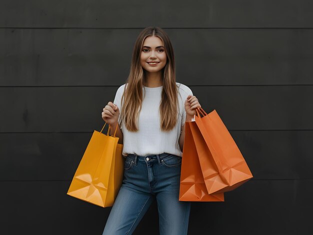 Photo girl with shopping bags