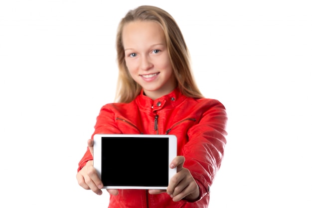 Girl with a tablet