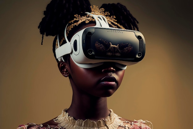 Girl with vr glasses metaverse concept generated ai