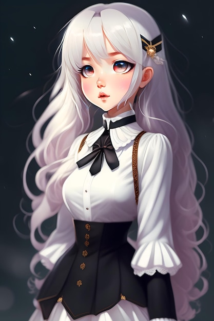 A girl with white hair and a crown