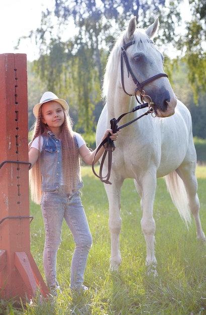 girl with white horse