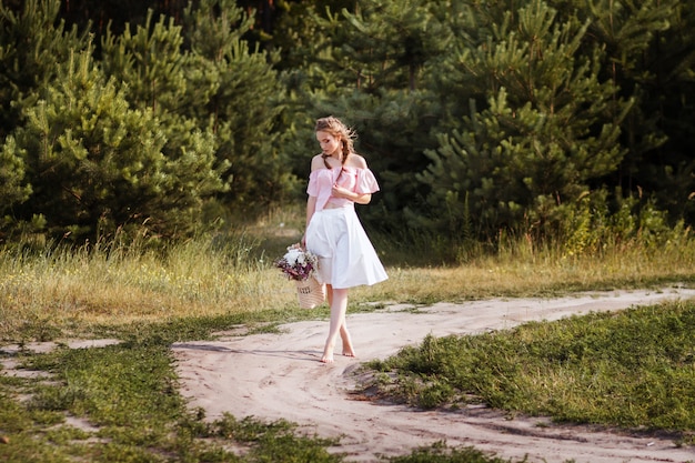 girl with wildflowers. summer