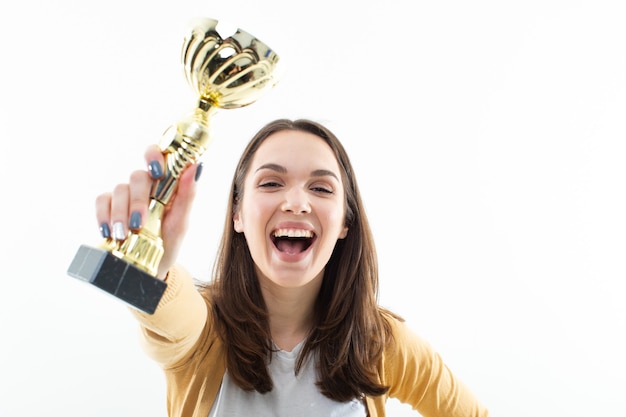 Girl with a winning trophy