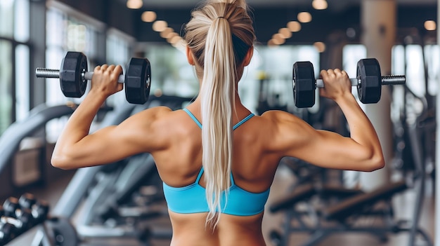 A girl works out on exercise equipment in a modern gym