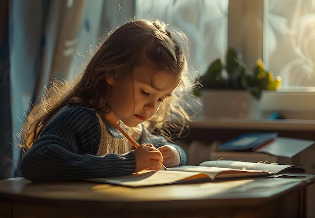 a girl writing with a pen in her hand