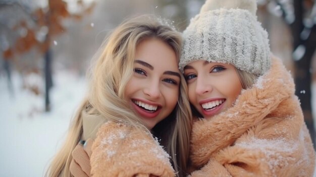 the girls are all smiles in the snow