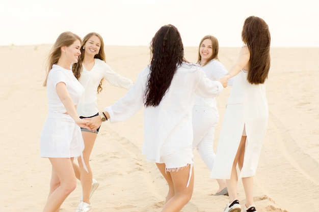 Girls on a beach having fun