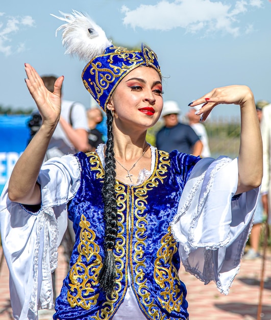 Girls in national Kazakh clothes