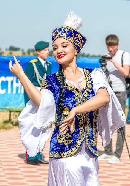 Girls in national Kazakh clothes