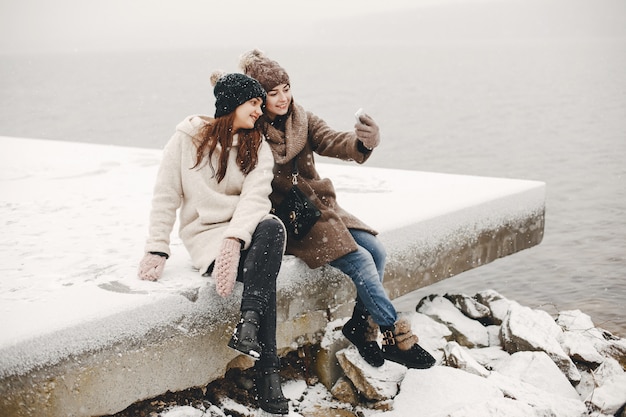 Girls and snow