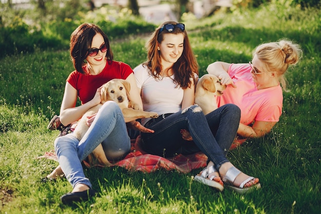 girls with dog