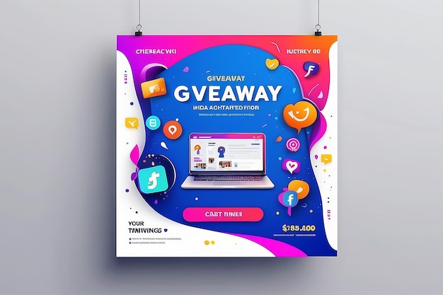 Photo giveaway winner announcement social media post banner template