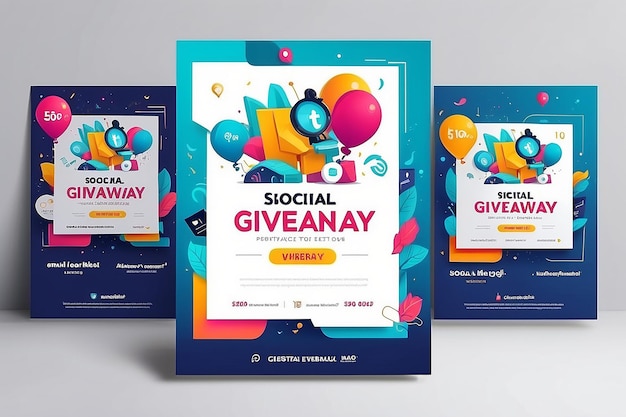 Photo giveaway winner announcement social media post banner template