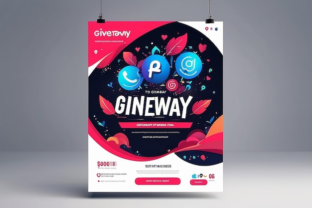 Photo giveaway winner announcement social media post banner template