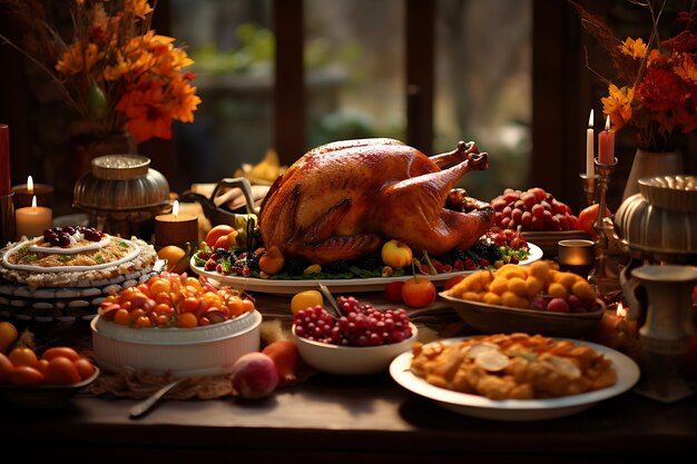 Giving Thanks and Celebrating Family Traditions on Thanksgiving Day Concept