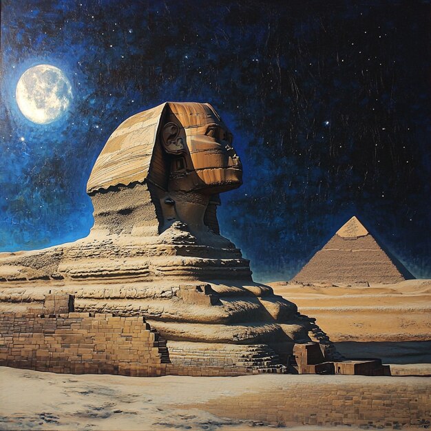 Giza Sphinx with a peaceful night shine