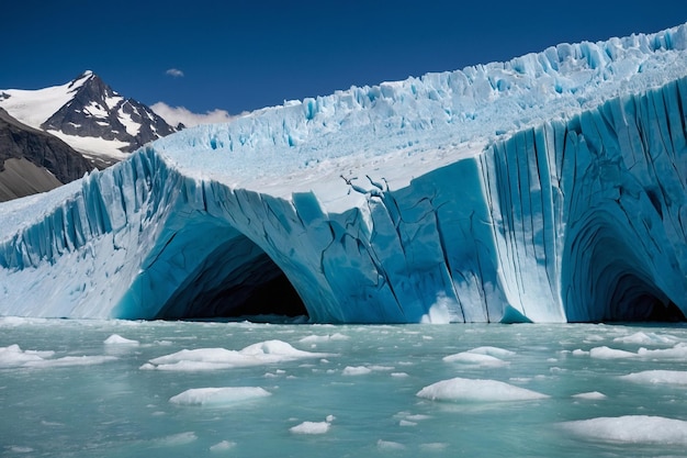 A glacier carving its way