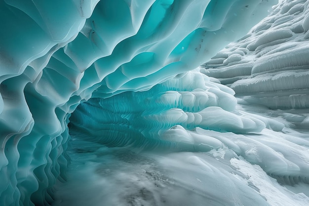 Photo glacier cave formed by flows of water inside a melting glacier