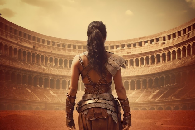 Gladiator cute woman warrior Generate Ai