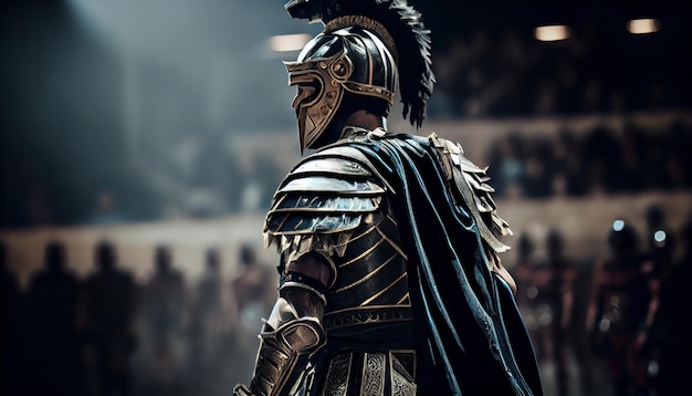 Gladiator enters the arena warrior in armor realistic AI generated