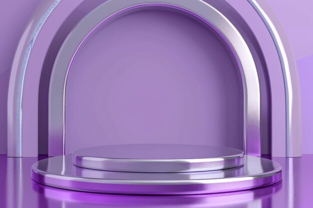 Glamorous 3D Podium in Purple and Silver for HighEnd Product Displays