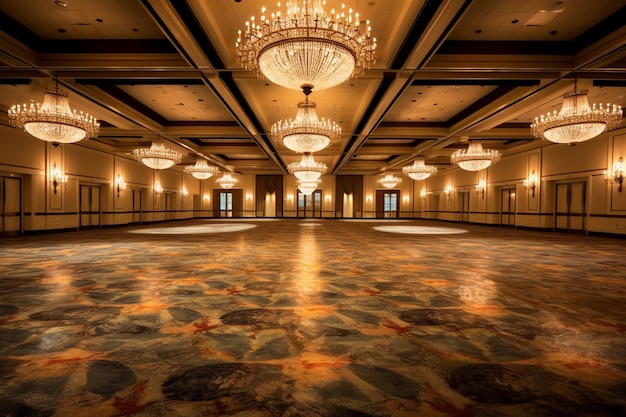 Photo glamorous ballroom sparkling chandeliers and polished marble floors