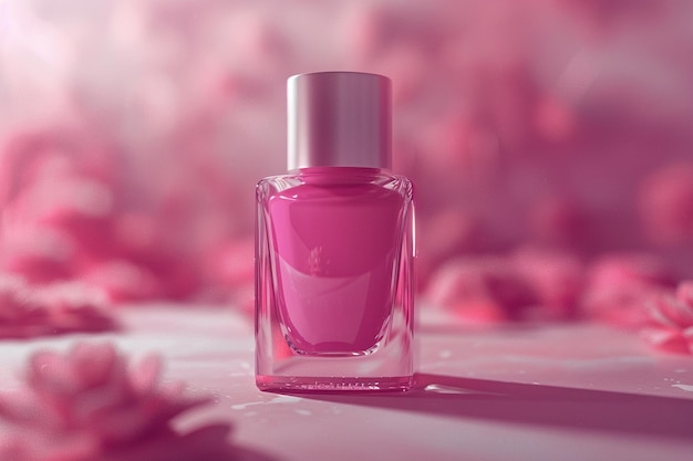 A glamorous bottle of pink nail polish generative AI