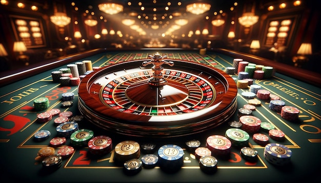 Glamorous Casino Night Roulette and Chips Shine