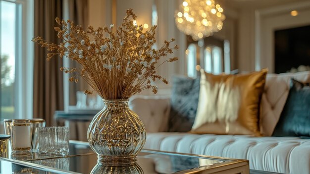 Photo glamorous gold accents in sophisticated home