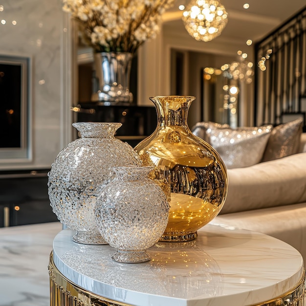 Photo glamorous gold accents in sophisticated home