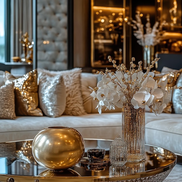 Glamorous Gold Accents in Sophisticated Home