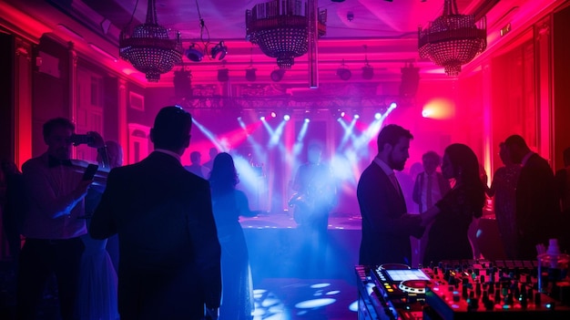 Glamorous hotel disco hosting themed nights with celebrity DJs and stylish dancers