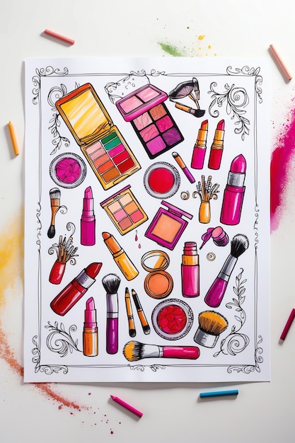 Photo glamorous makeup coloring pages for beauty lovers