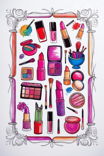 Photo glamorous makeup coloring pages for beauty lovers