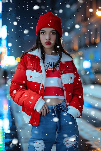 Glamorous pretty women posing and wearing casual winter jackets